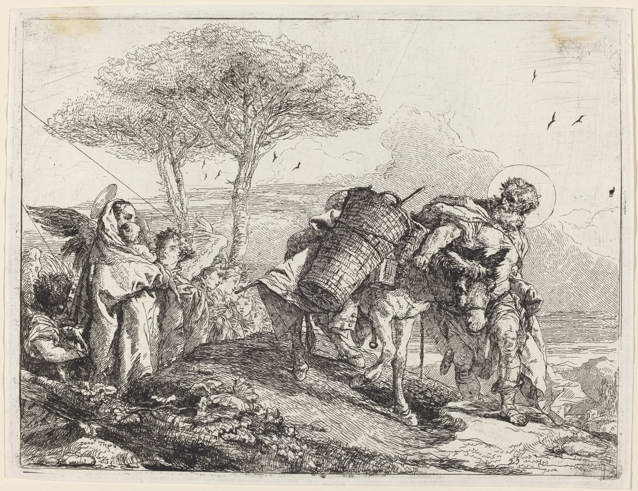 Soldaki Madonna ve Çocuk, Bir Melek Dosyası ile by Giovanni Domenico Tiepolo