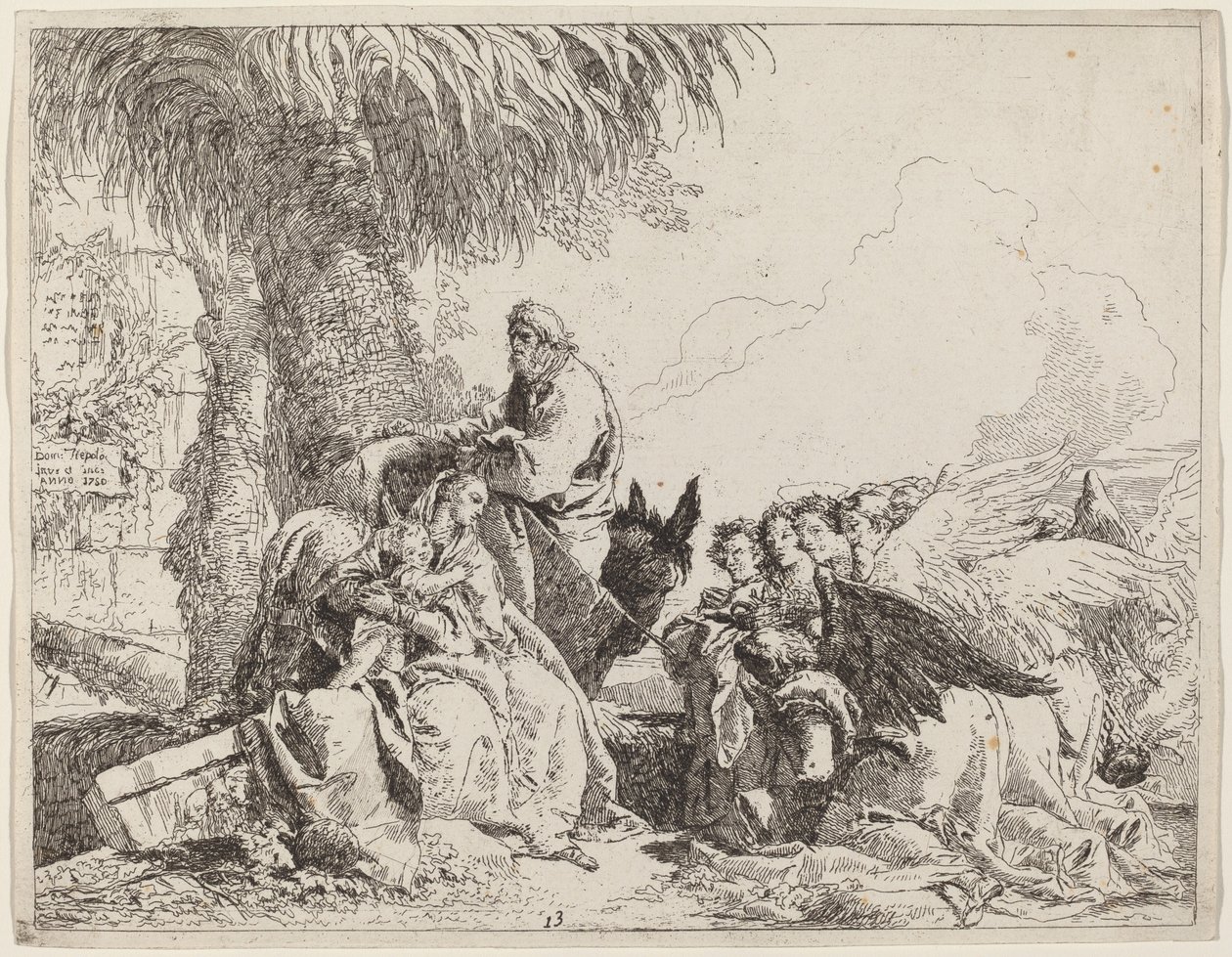 Sevgi dolu Meleklerle Uçuşta Kalanlar by Giovanni Domenico Tiepolo