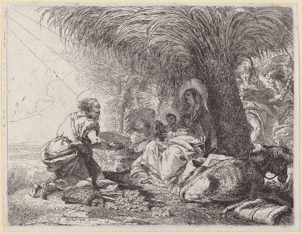 Hayranlık içinde Joseph ile Uçuşta Dinlenme by Giovanni Domenico Tiepolo