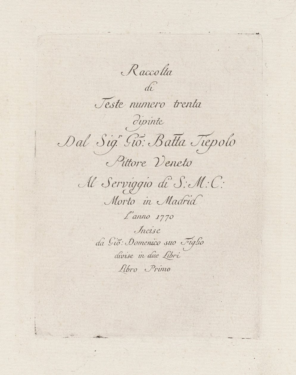 Başlık Sayfası, Raccolta di Teste'den (Kafalar Koleksiyonu) by Giovanni Domenico Tiepolo