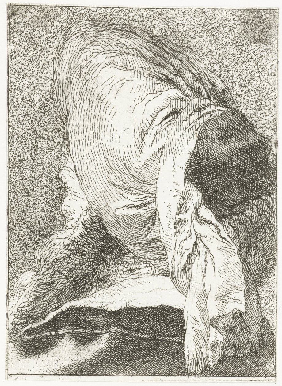 Türbanlı kafalı Türk erkeği geri döndü Kafaların toplanması (dizi başlığı) Raccolta di Teste (dizi adı) by Giovanni Domenico Tiepolo