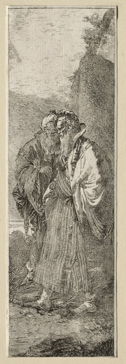 Bir Manzarada İki Yaşlı Adam by Giovanni Domenico Tiepolo