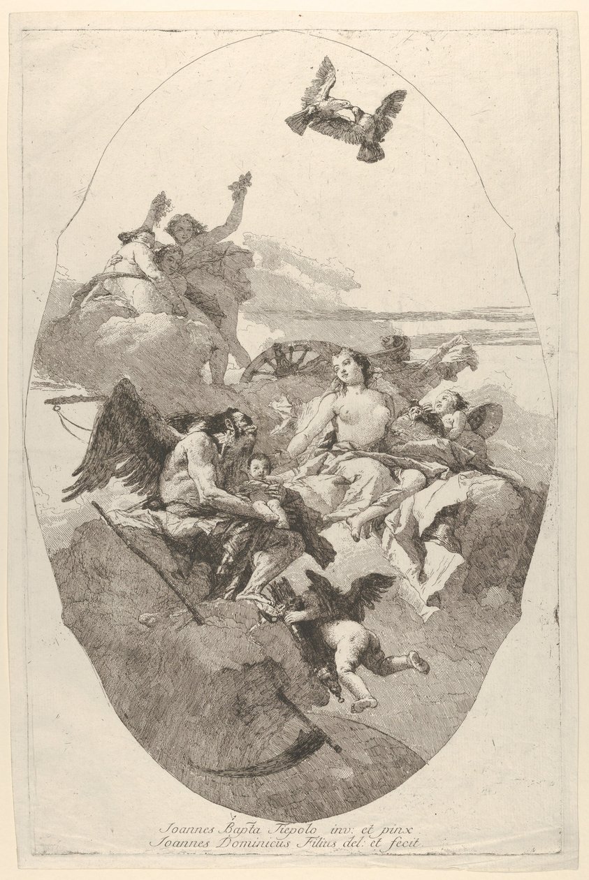 Venüs Cupid'i Time'a emanet ediyor, 1758-80. by Giovanni Domenico Tiepolo