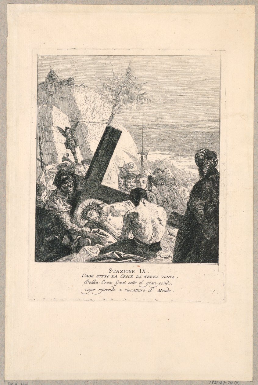 Via crucis - İstasyon IX, Üçüncü Kez Haçın Altına Düşüyor by Giovanni Domenico Tiepolo