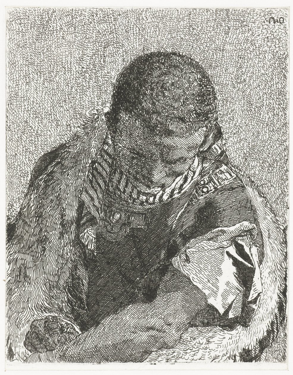 Başı eğik siyah çocuk Kafa koleksiyonu (dizi başlığı) Raccolta di Teste (dizi başlığı) by Giovanni Domenico Tiepolo