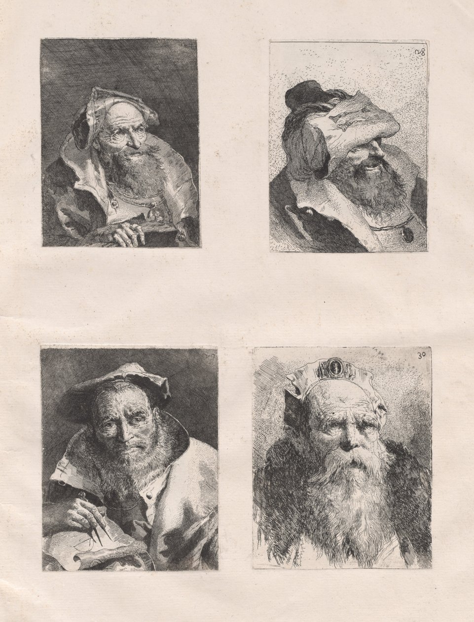 Kafaların toplanması (Kısım I ve II) by Giovanni Domenico Tiepolo, after Giovanni Battista Tiepolo