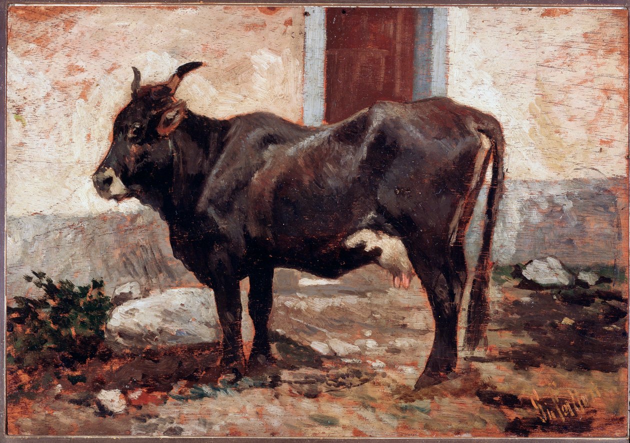 Kahverengi inek - Boyama by Giovanni Fattori