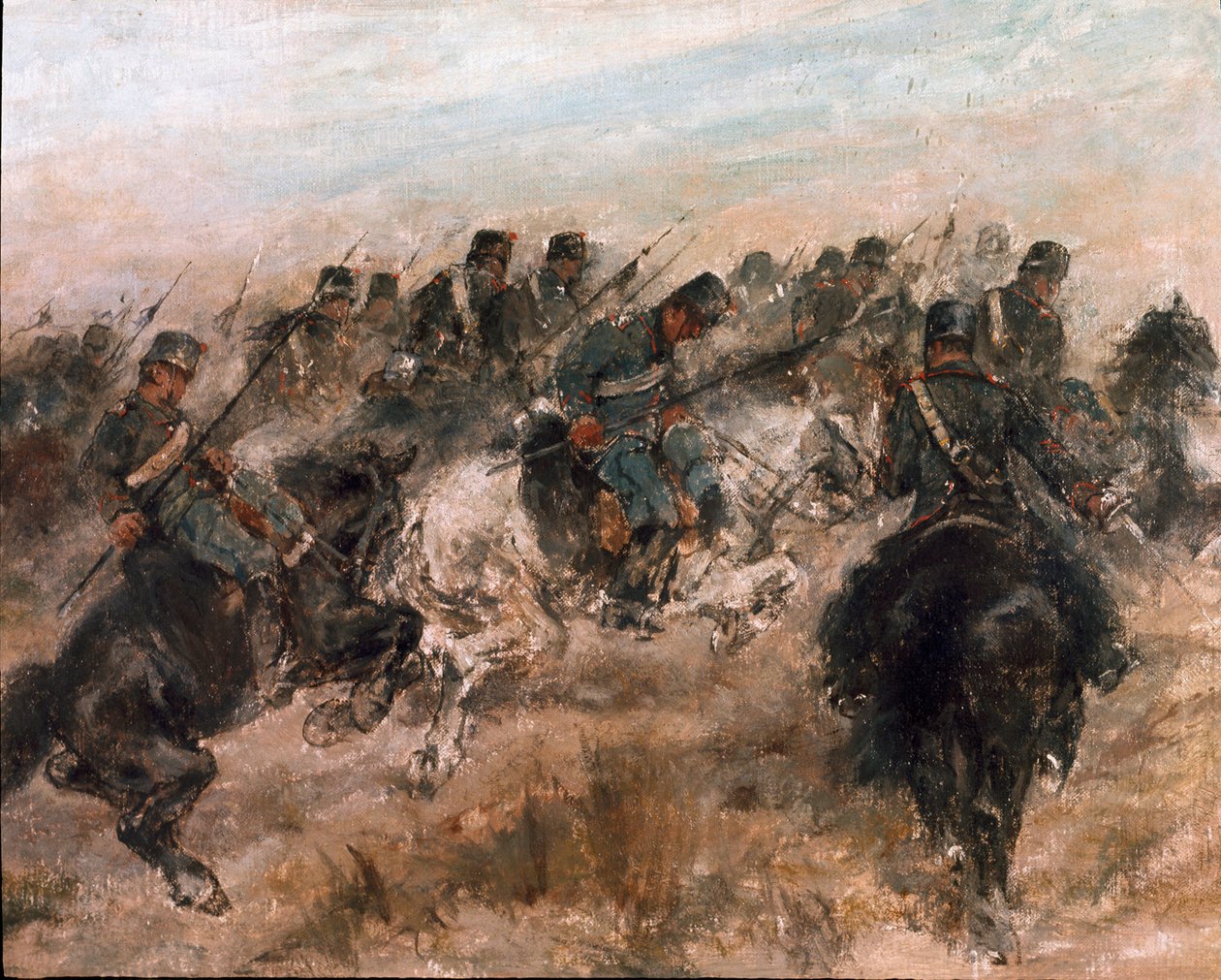İtalya Seferi 1859: “” Piemontese süvarilerinin hücumu ”” Giovanni Fattori (1825-1908) tarafından tablo Roma, Ulusal Modern Sanat Galerisi by Giovanni Fattori
