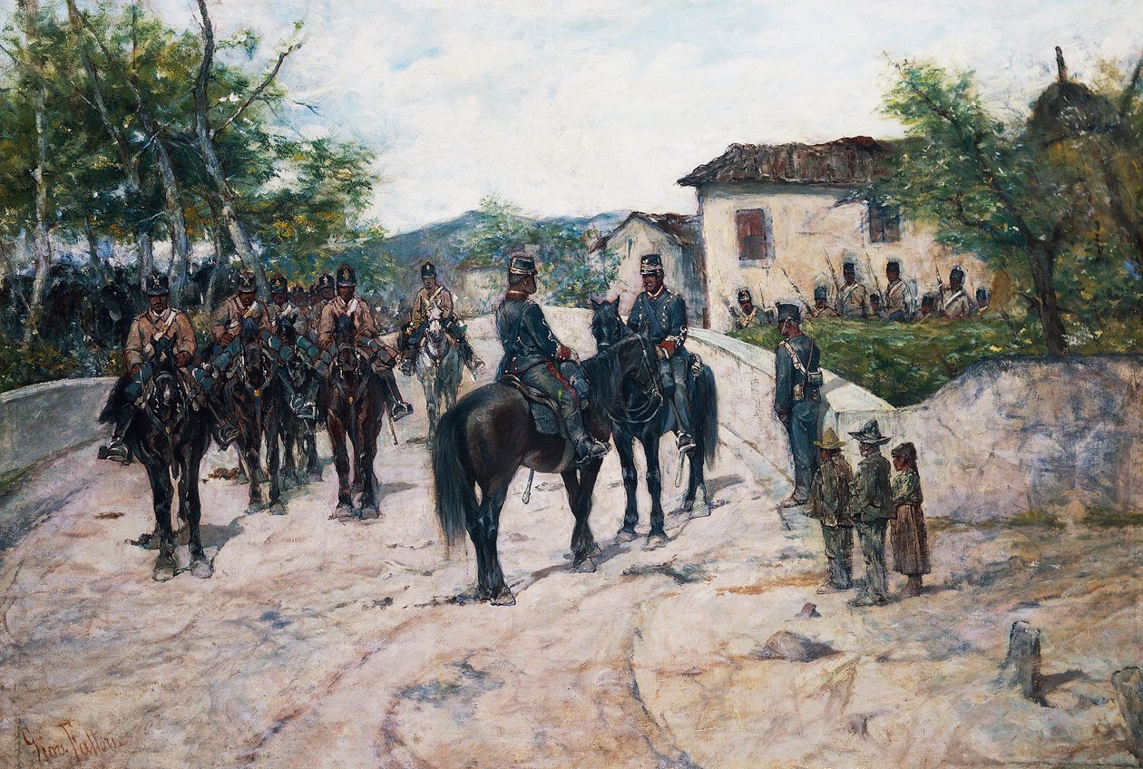 Süvari durağı, yaklaşık 1890, Giovanni Fattori, tuval üzerine yağlı boya, 55x80 cm by Giovanni Fattori