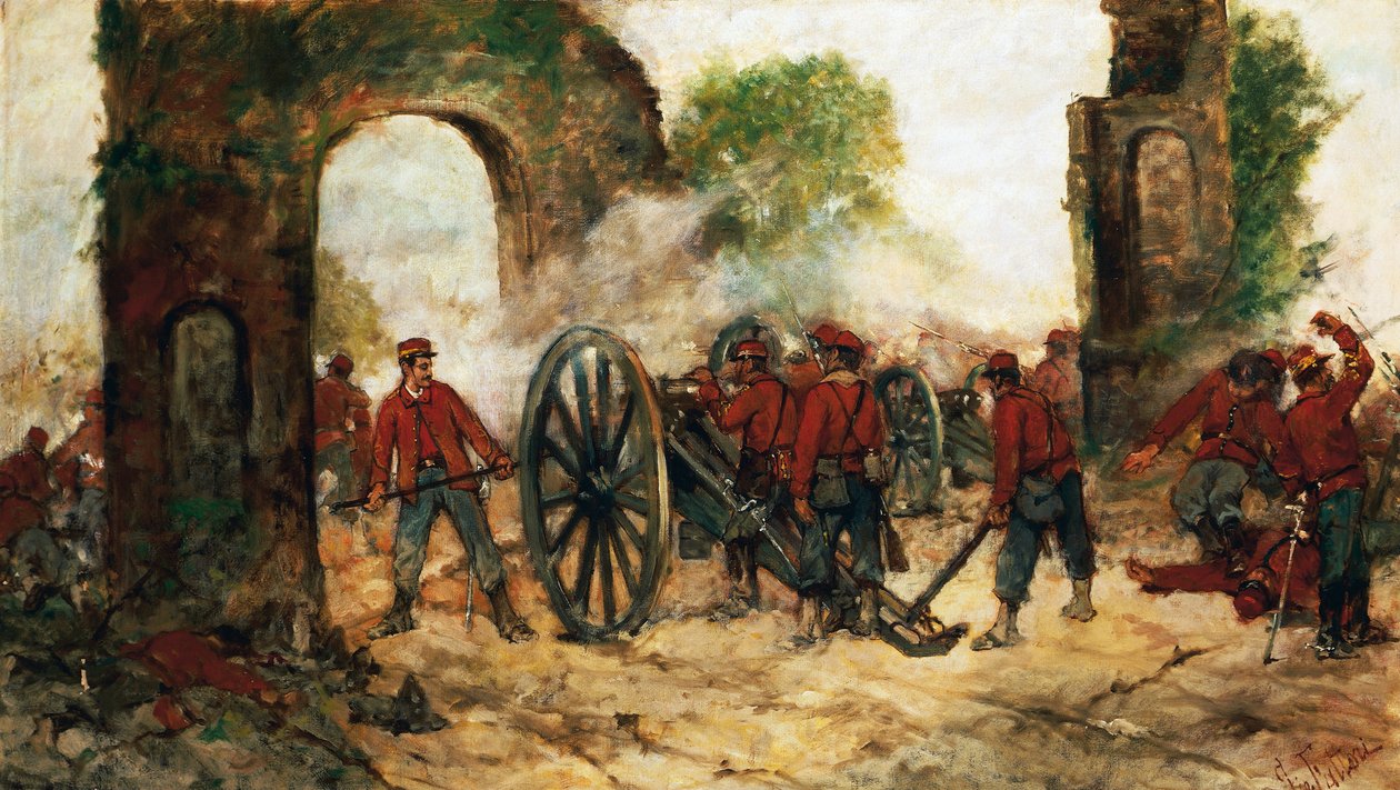 Porta Capuana Savunması veya Volturno Savaşı by Giovanni Fattori
