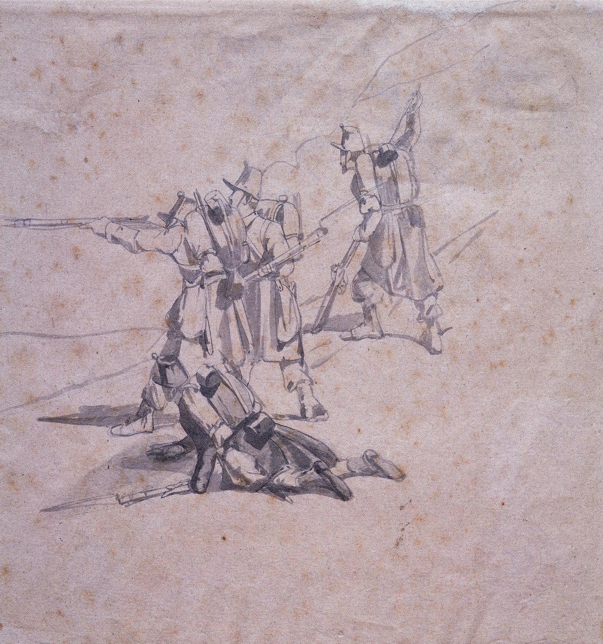 Dört asker iş başında by Giovanni Fattori