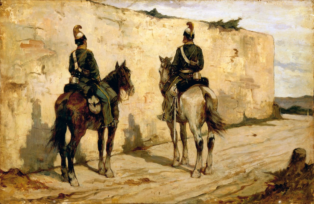 İtalya, Biella, Hafif Süvarilerin boyaması by Giovanni Fattori