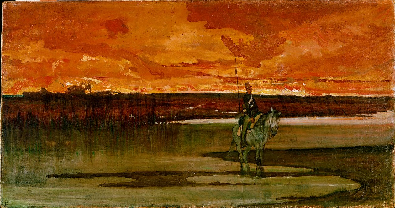 Nehirdeki bekçi Nehirdeki bekçi. Tablo Giovanni Fattori (1825-1908) 1885-1890 Güneş 27x57 cm Floransa, Galleria d