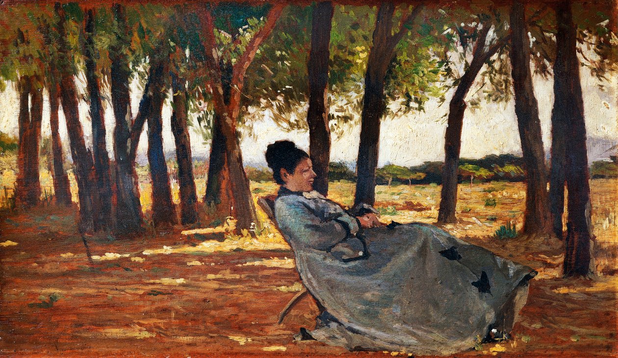Madam Martelli Castiglioncello, yaklaşık 1867, Giovanni Fattori (1825-1908), panel üzerine yağlı boya, 20x33 cm by Giovanni Fattori