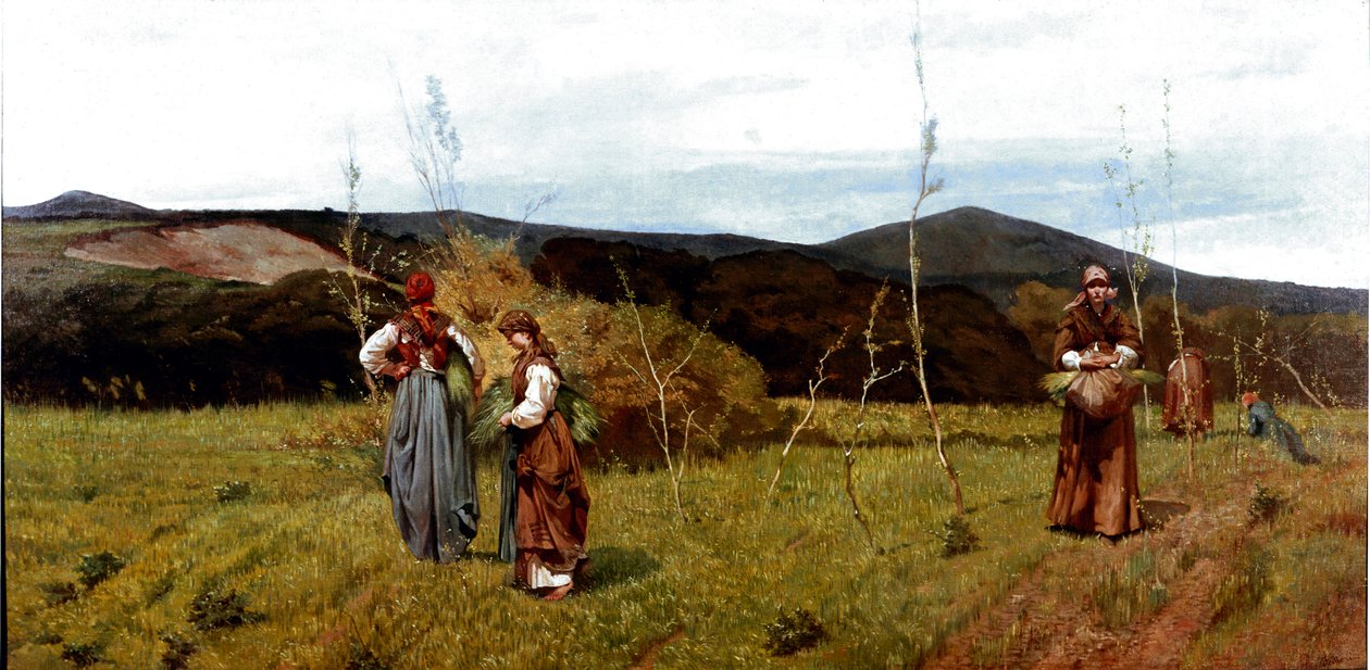 Hasat sırasında tarlalarda köylü macchiaiole. Giovanni Fattori