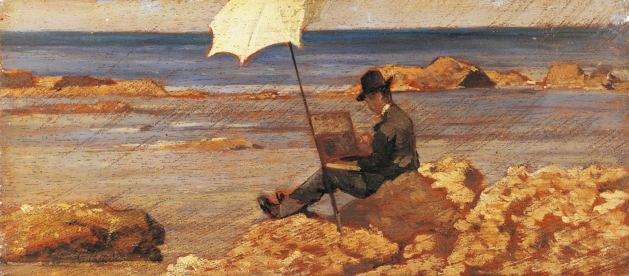 Silvestro Lega kayaların üzerine boyanmış görüntü by Giovanni Fattori
