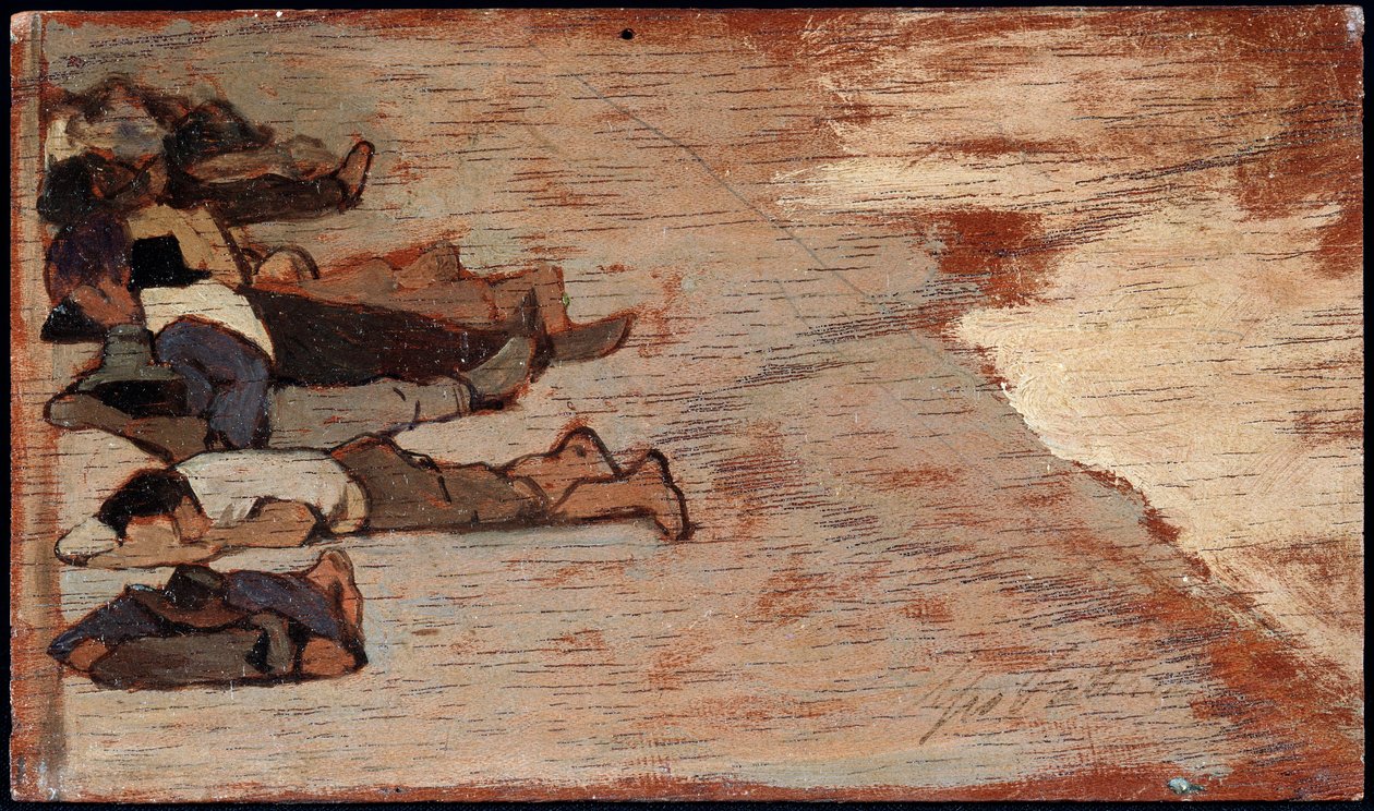 İşçilerin kestirmesi - Boyama by Giovanni Fattori