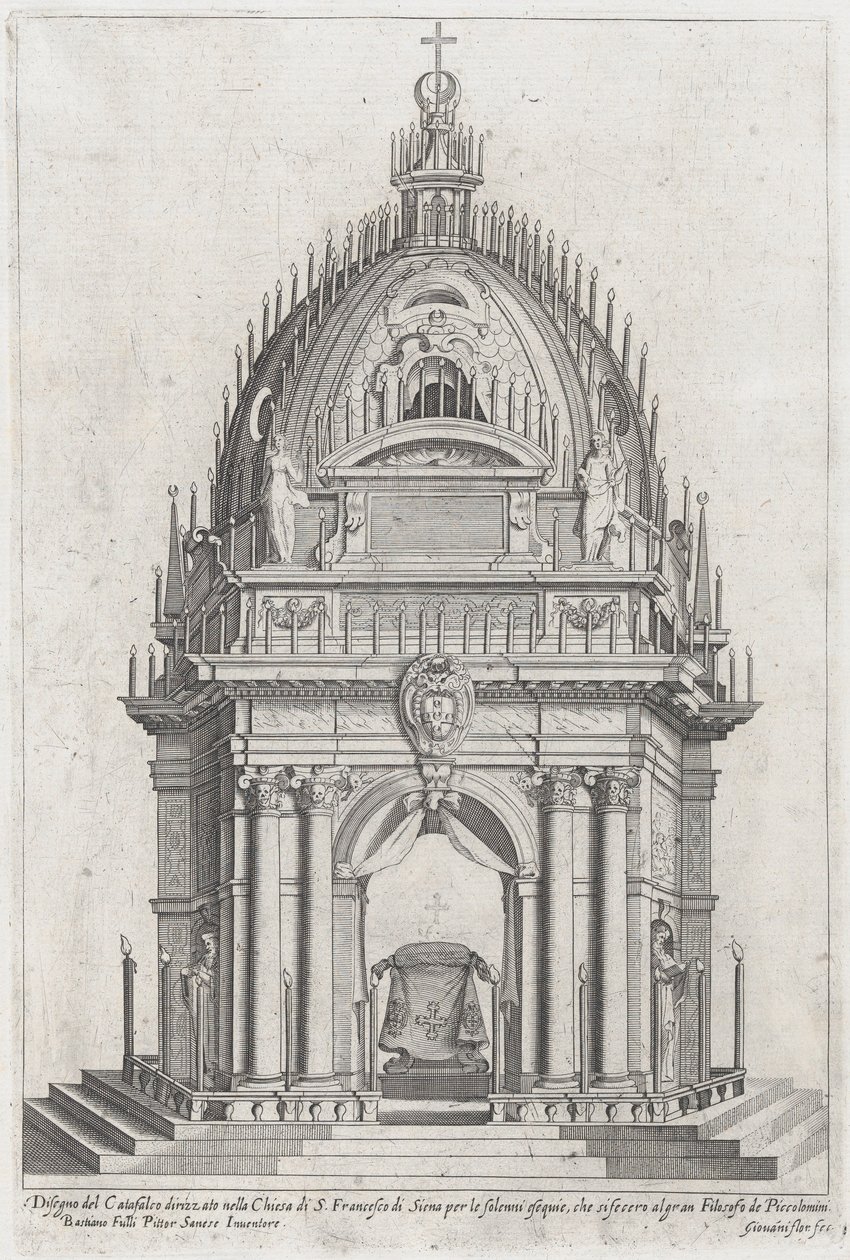 Francesco Piccolomini için katafalk tasarımı, 1607. by Giovanni Florimi
