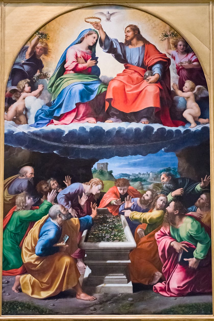 Bakire'nin taçlandırılması ("Monteluce Madonna" olarak anılır) by Giovanni Francesco (c.1488 1528) Penni