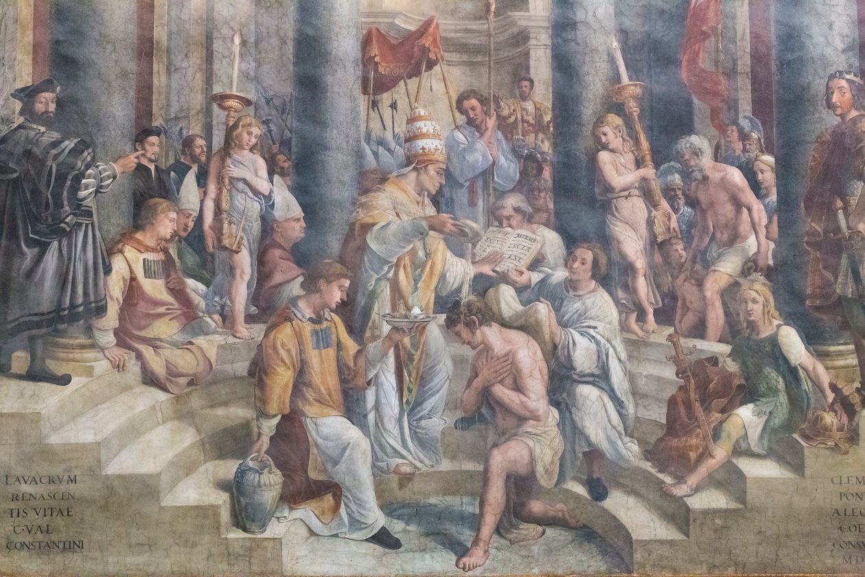 Konstantin'in vaftizi, detay, Konstantin'in odası by Giovanni Francesco (c.1488 1528) Penni