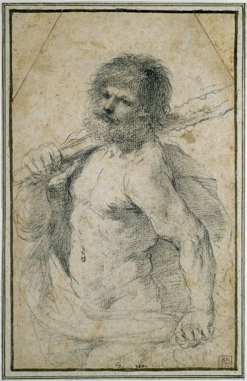 Herkül, 1555 - 1666 (beyaz olmayan kağıt üzerine siyah tebeşir) by Giovanni Francesco Barbieri