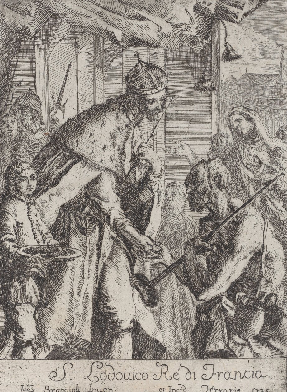 Saint Louis fakirlere sadaka veriyor, 1735. by Giovanni Francesco Braccioli