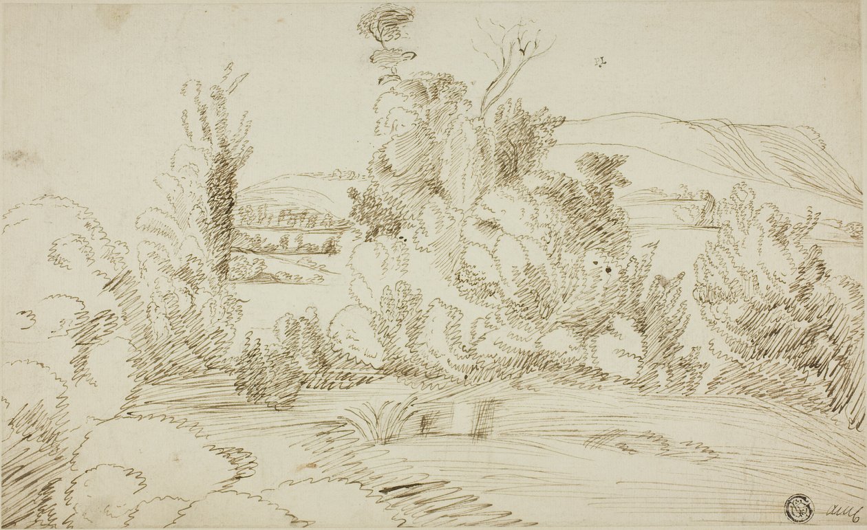 Uzakta Tepeler Olan Ağaçların Korusu by Giovanni Francesco Grimaldi