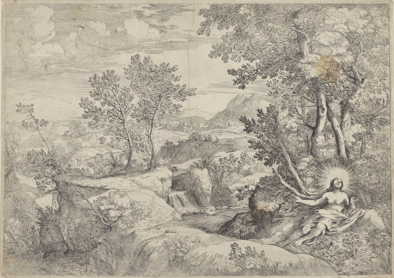 Tövbekar Mary Magdalene ile manzara by Giovanni Francesco Grimaldi