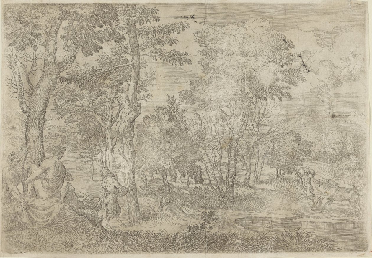 Periler ve Satirler ile Manzara by Giovanni Francesco Grimaldi