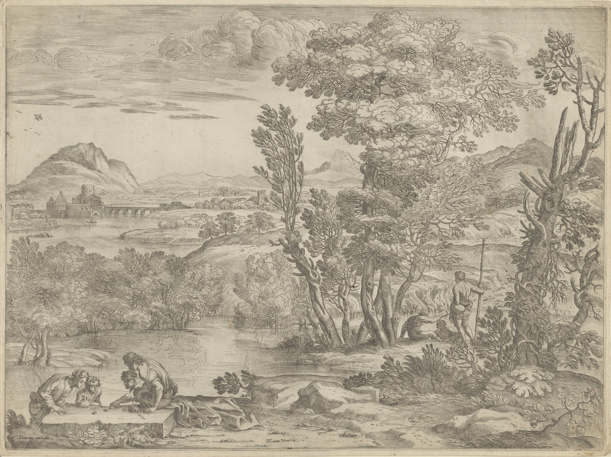 Dört zar ile manzara by Giovanni Francesco Grimaldi