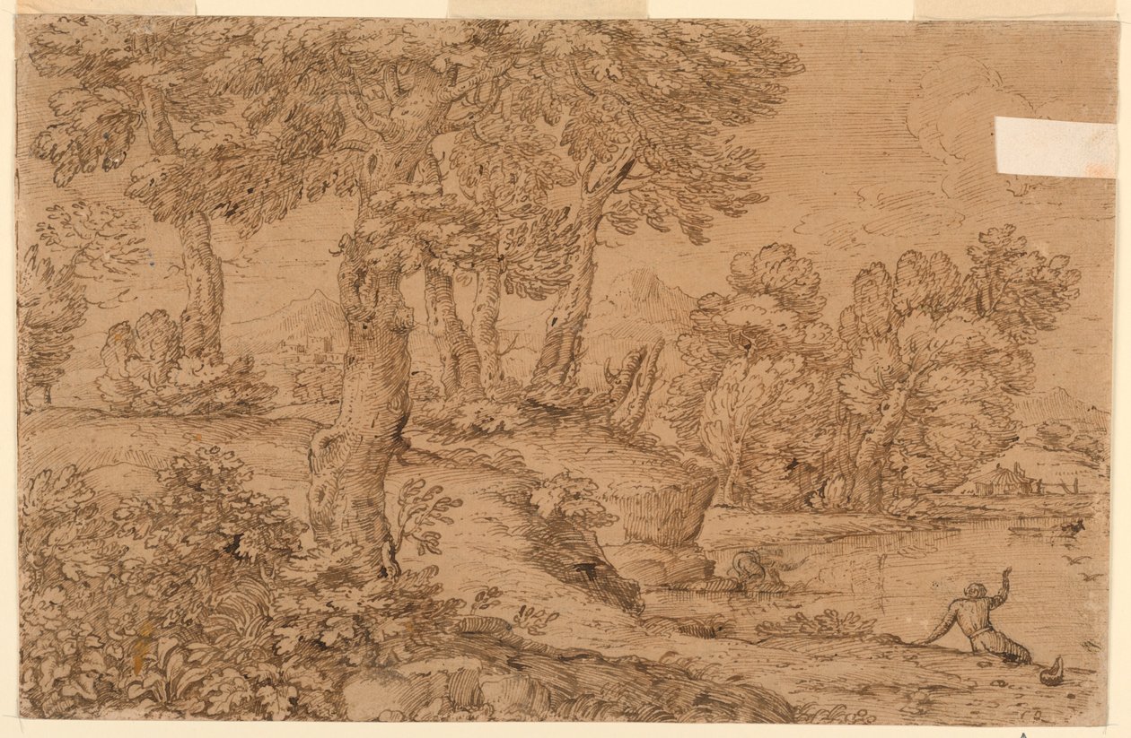 Gölet ile Ormanlık Peyzaj by Giovanni Francesco Grimaldi