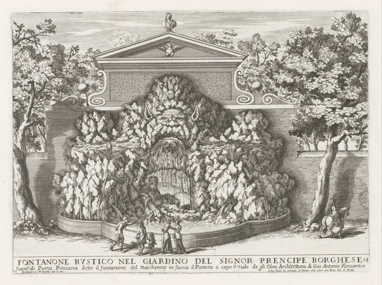 Fontein in de Villa Borghese te Roma Bay prencipe Borghese