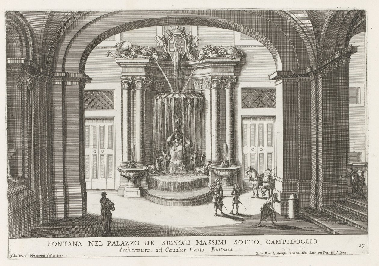 Fontein in de binnenplaats van het Palazzo Massimo di Rignano te Roma Campidoglio