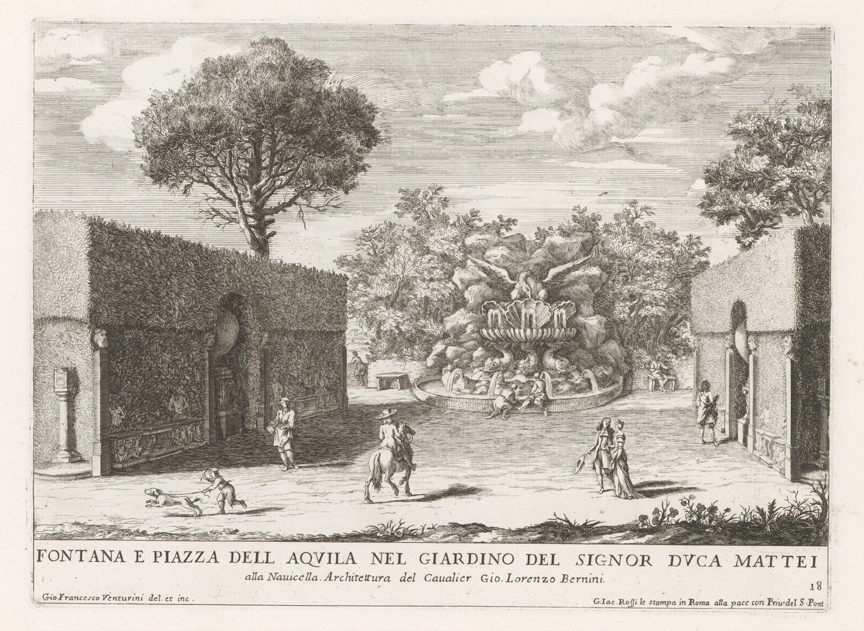 Fontein adelaar ile de tuinen van de Villa Celimontana te Rome