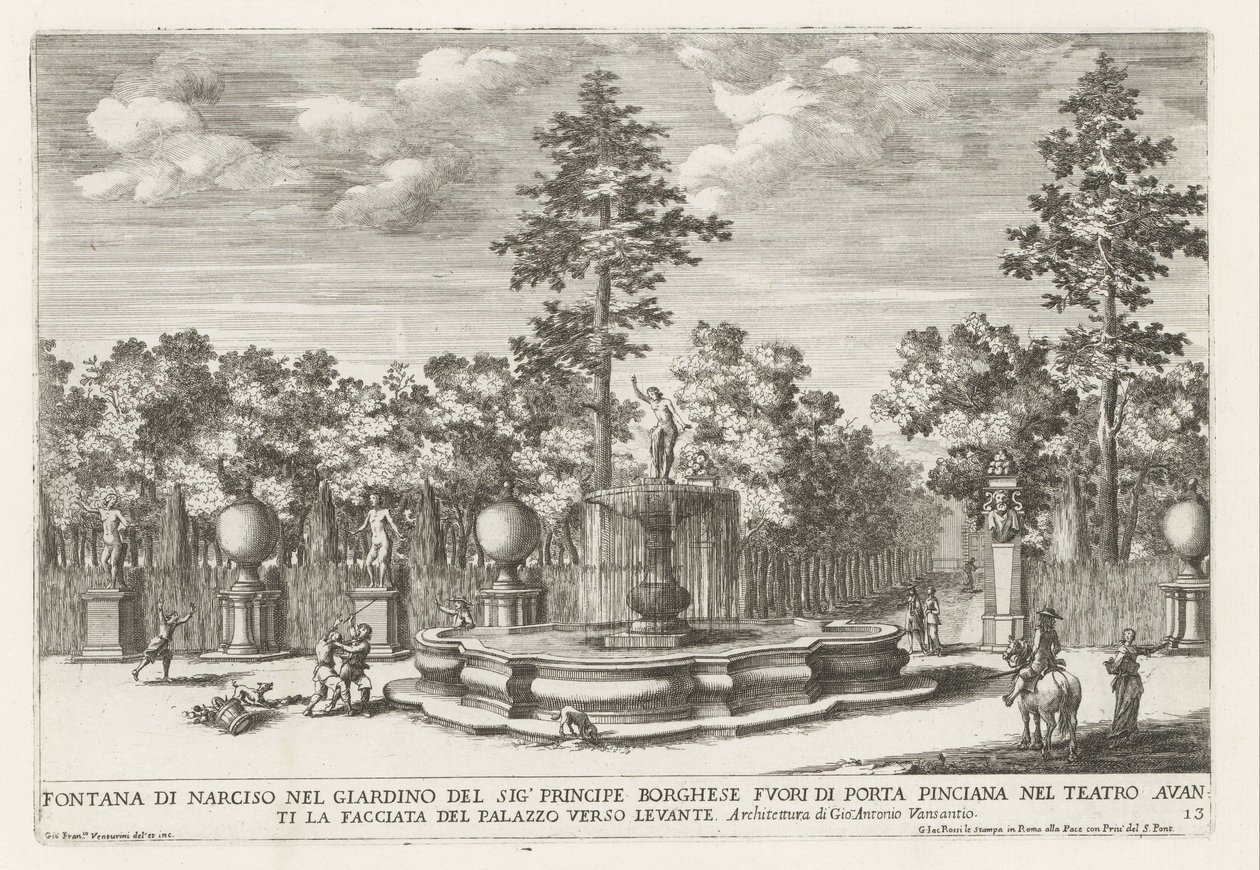 Fontein van Narcissus de Villa Borghese te Roma
