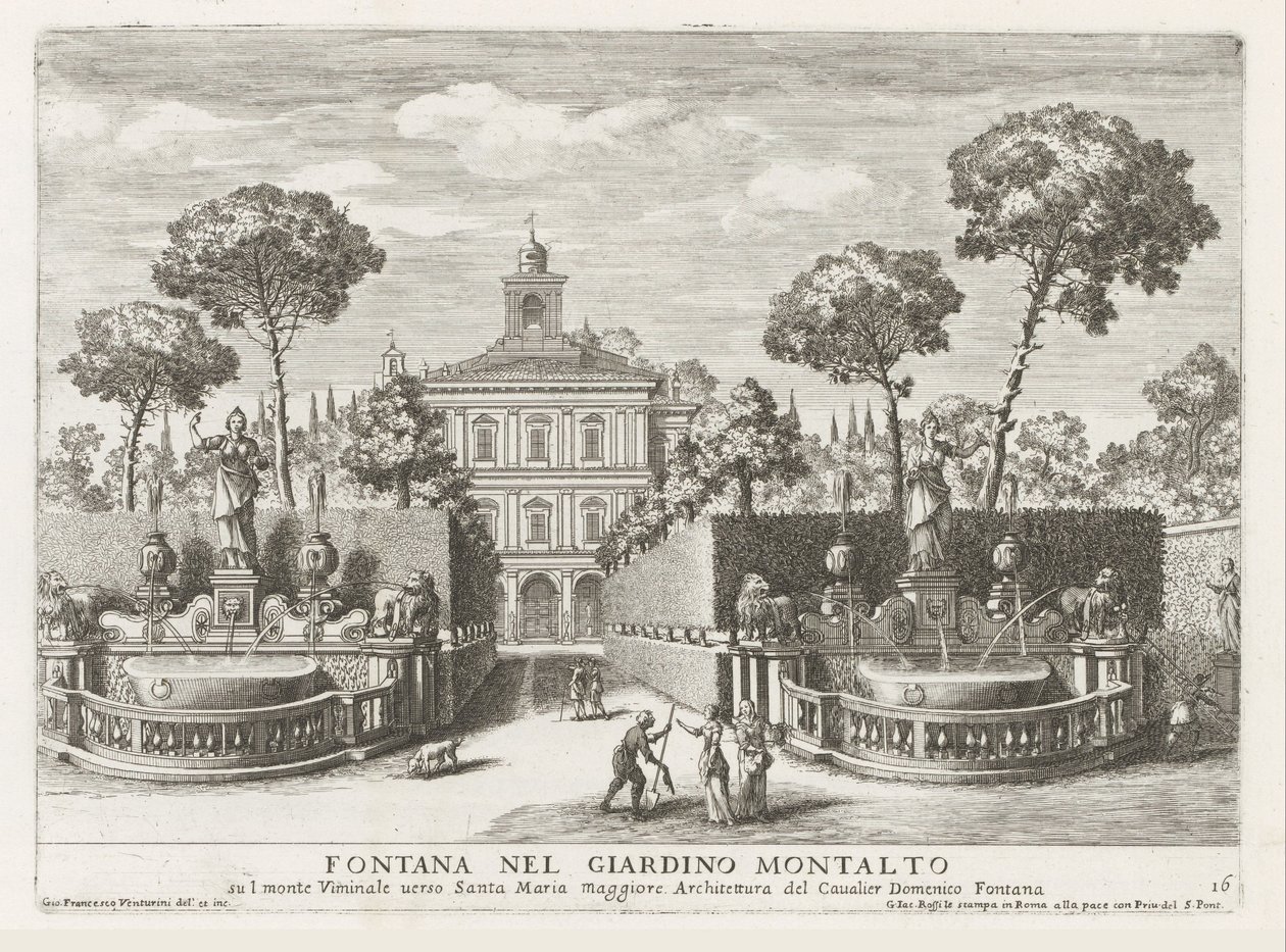 Fonteinen in de tuinen van de Villa Montalto Negroni te Roma Montalto bahçesindeki Çeşme (...) (nesne üzerindeki başlık) Roma saray ve bahçelerindeki çeşmeler (dizi başlığı) Fonteinen in de paleizen en tuinen van Roma (dizi başlığı ) by Giovanni Francesco Venturini