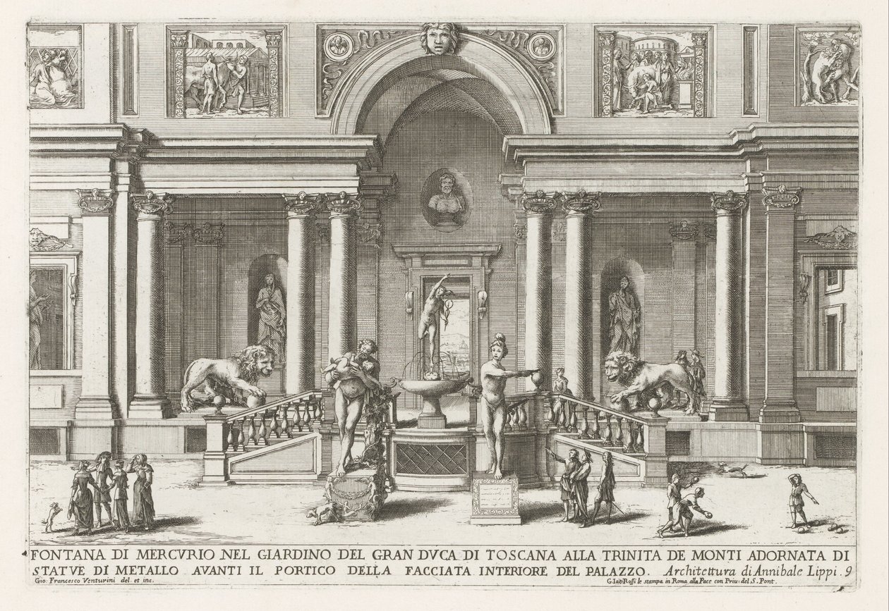 Loggia en tuin van de Villa Medici te Roma Trinita de Monti