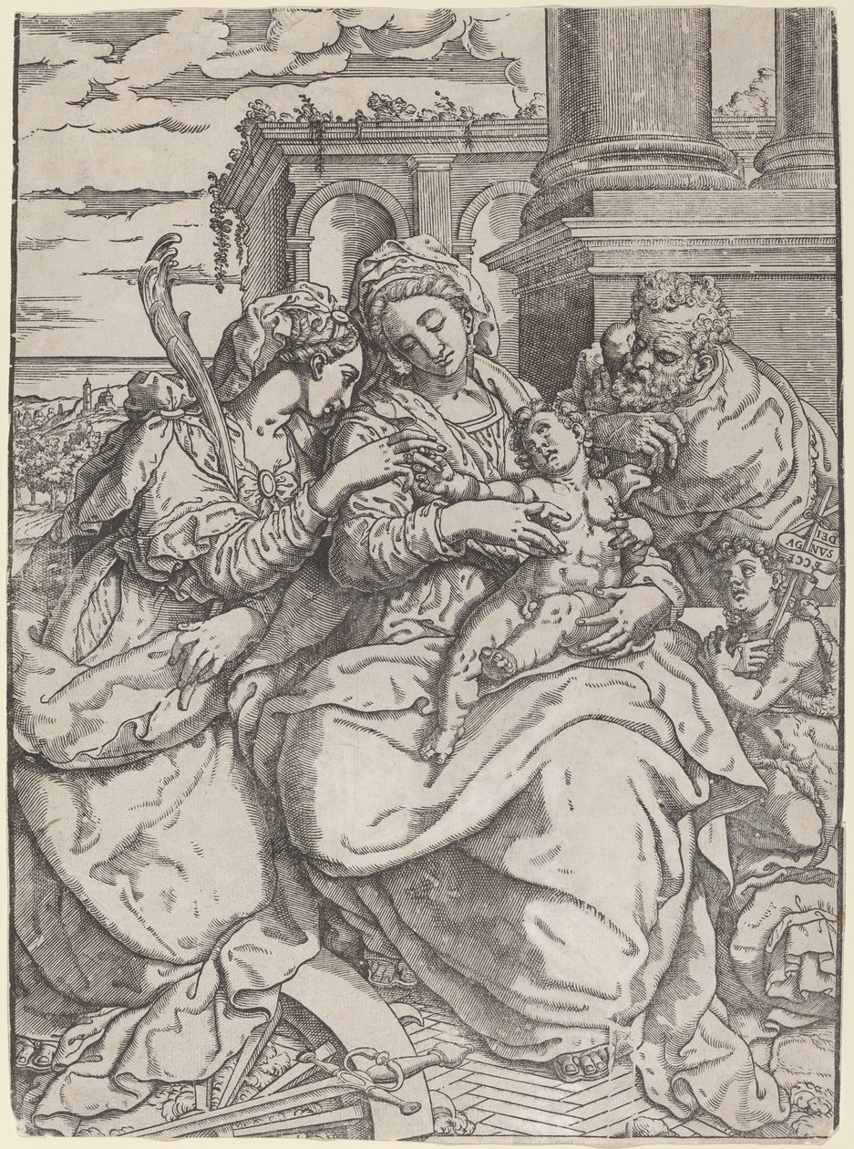 Aziz Catherine ile Madonna ve Çocuk by Giovanni Gallo after Marco Pino