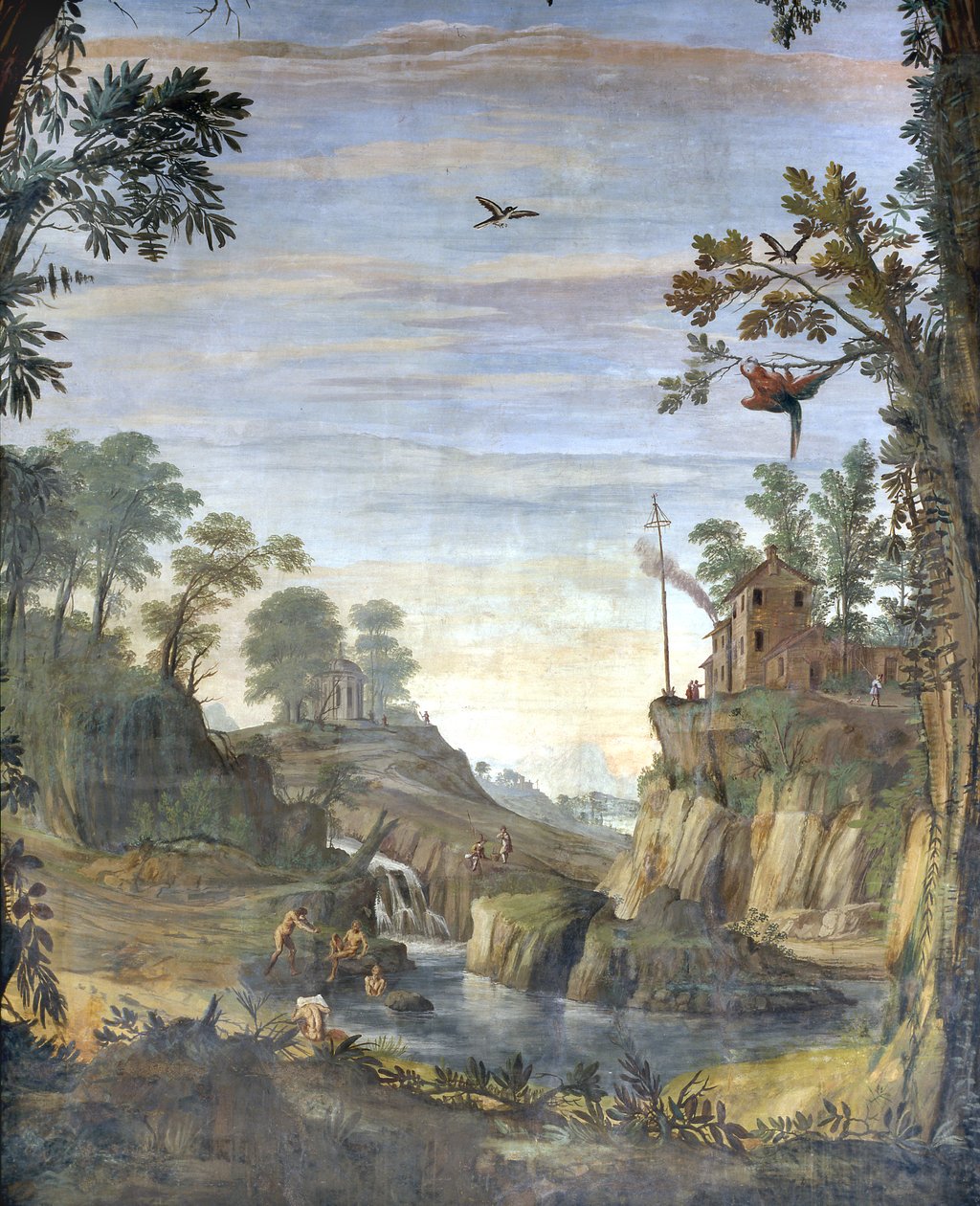 Peyzaj ve banyo yapanlar by Giovanni Ghisolfi