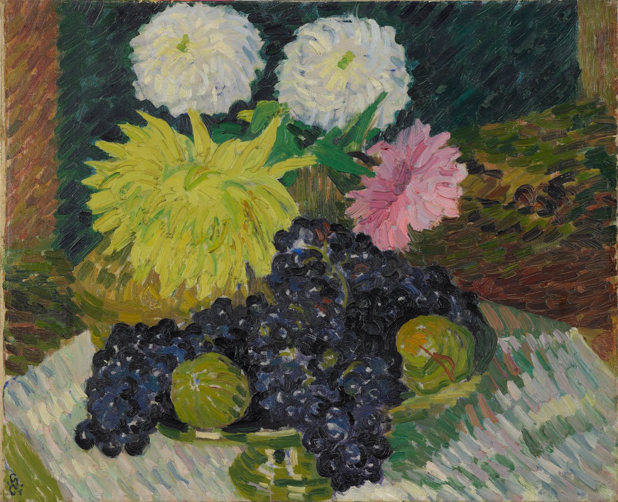 Yıldızçiçekleri ve üzümler, 1908. by Giovanni Giacometti