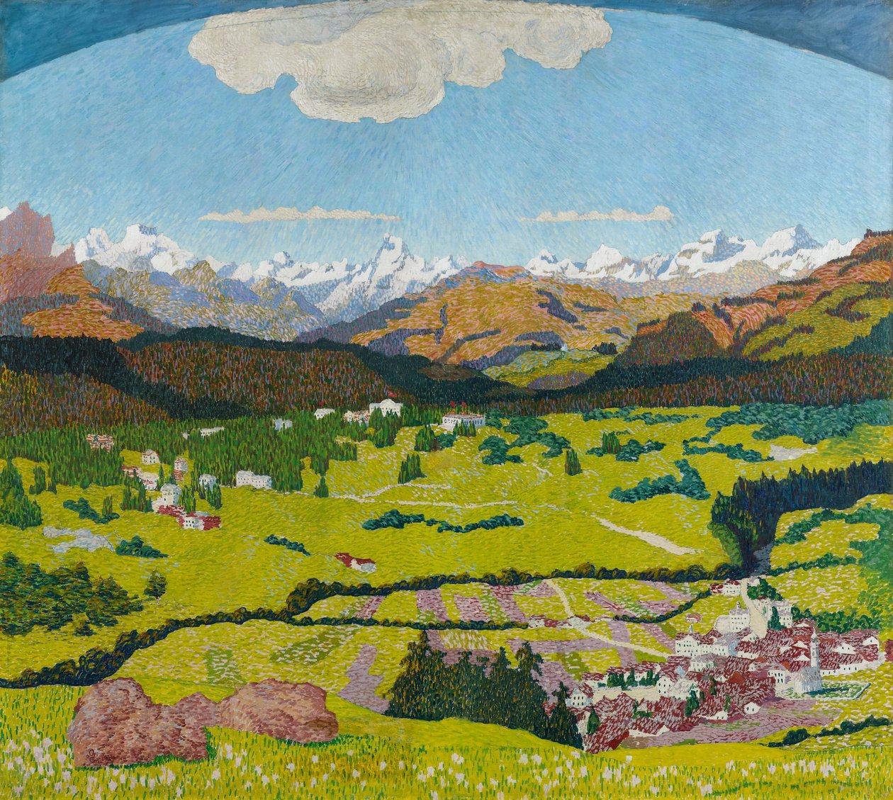 Flims Panoraması. Üç Parçalı, orta panel, 1904. by Giovanni Giacometti