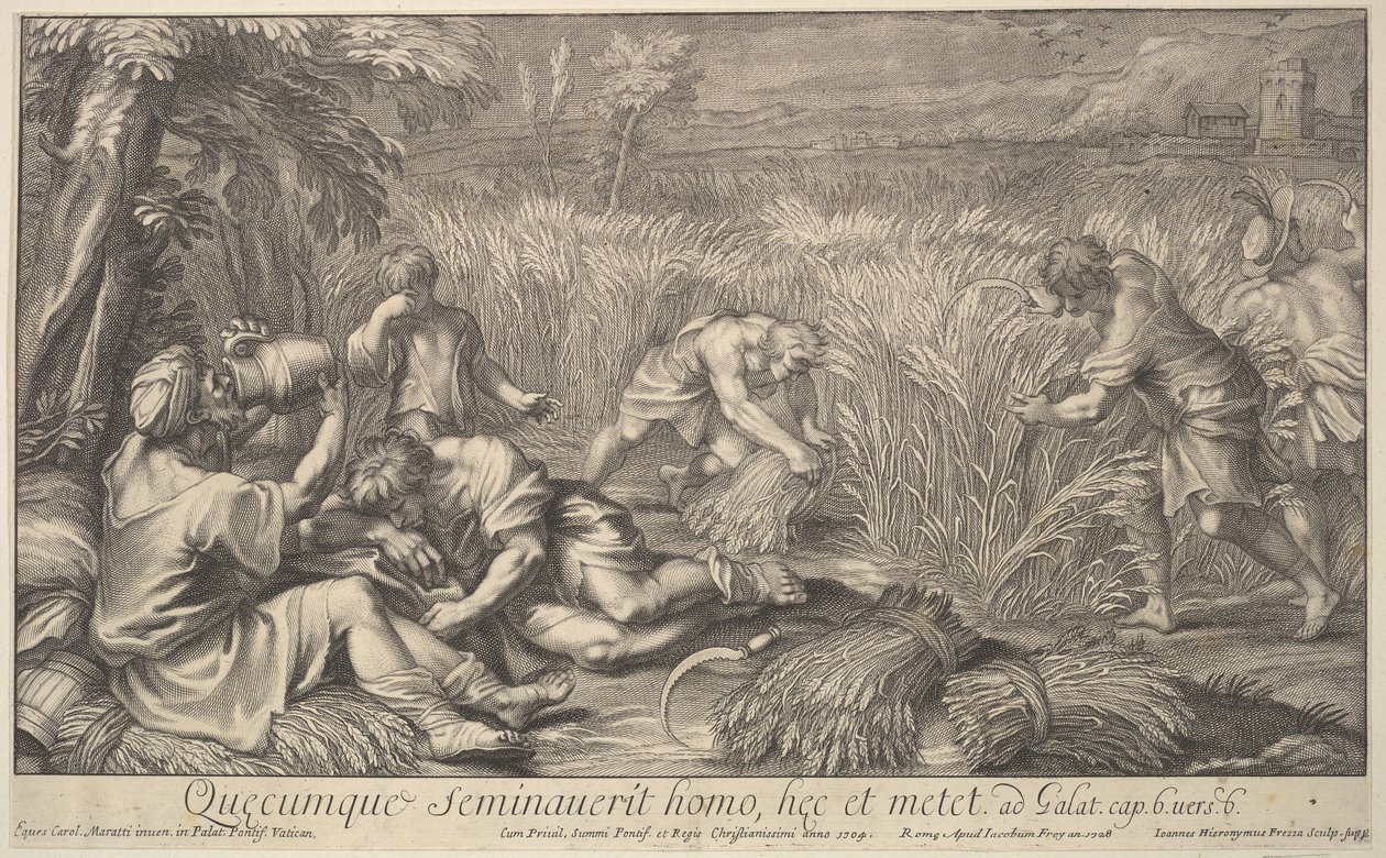 Tahıl orakçıları, 1704. by Giovanni Girolamo Frezza