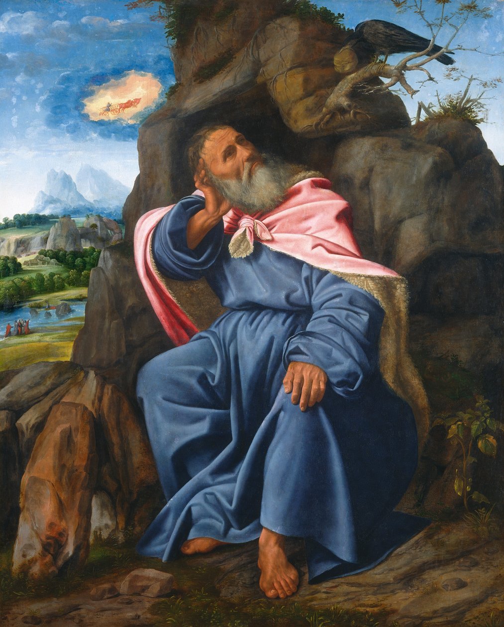 Kuzgun tarafından beslenen Elijah, c. 1510. by Giovanni Girolamo Savoldo