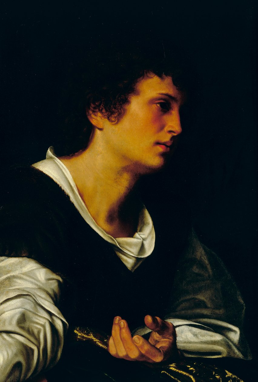 Bir Genç Adam Figürü, c.1530 (tuval üzerine yağlı boya) by Giovanni Girolamo Savoldo