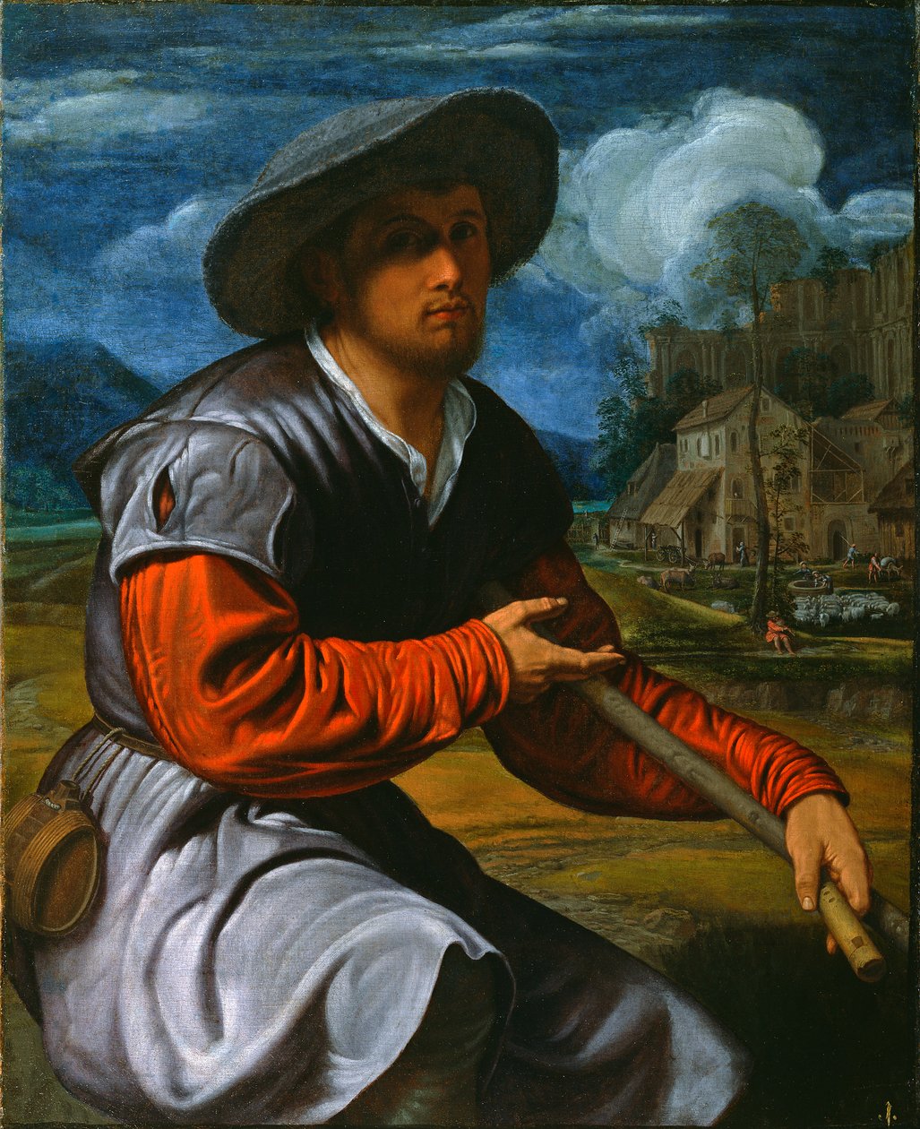 Flütlü Çoban, c.1525 (tuval üzerine yağlı boya) by Giovanni Girolamo Savoldo