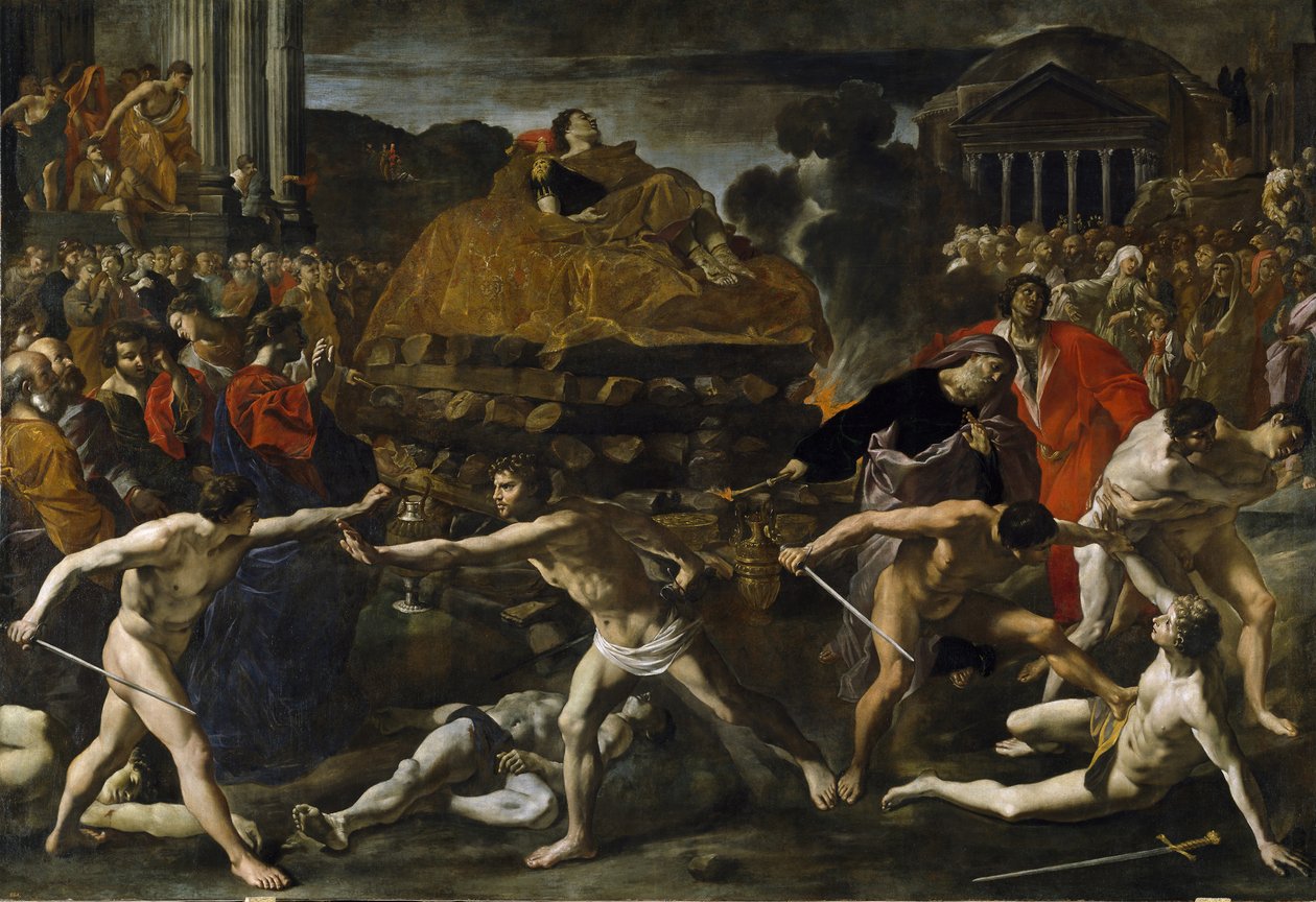 Bir Roma imparatorunun cenazesi kremasyon töreni by Giovanni Lanfranco