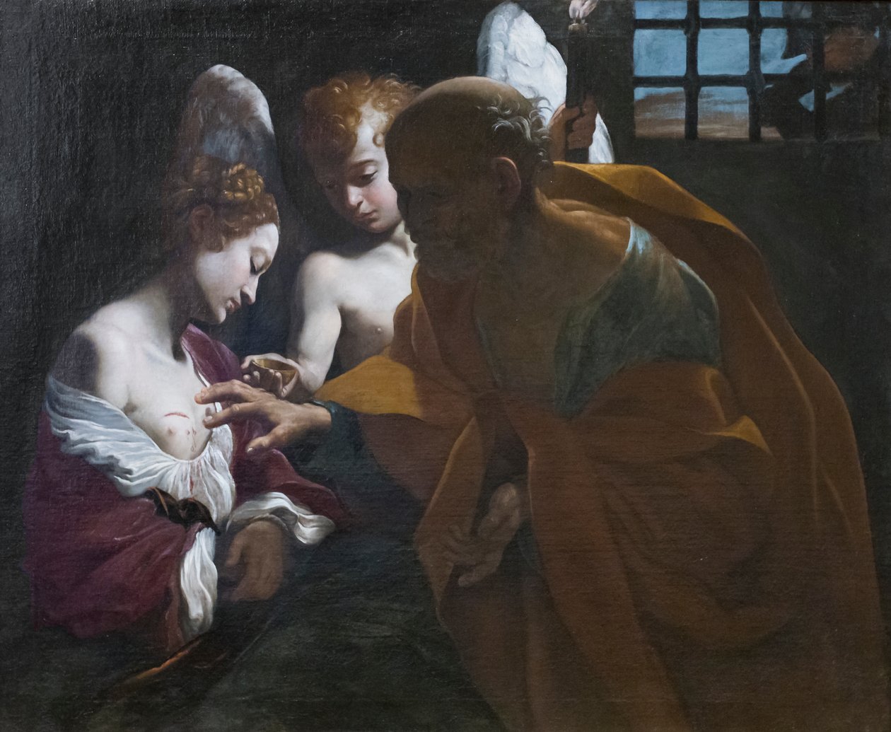 Aziz Petrus, aziz Agatha'yı hapiste şifalandırıyor by Giovanni Lanfranco