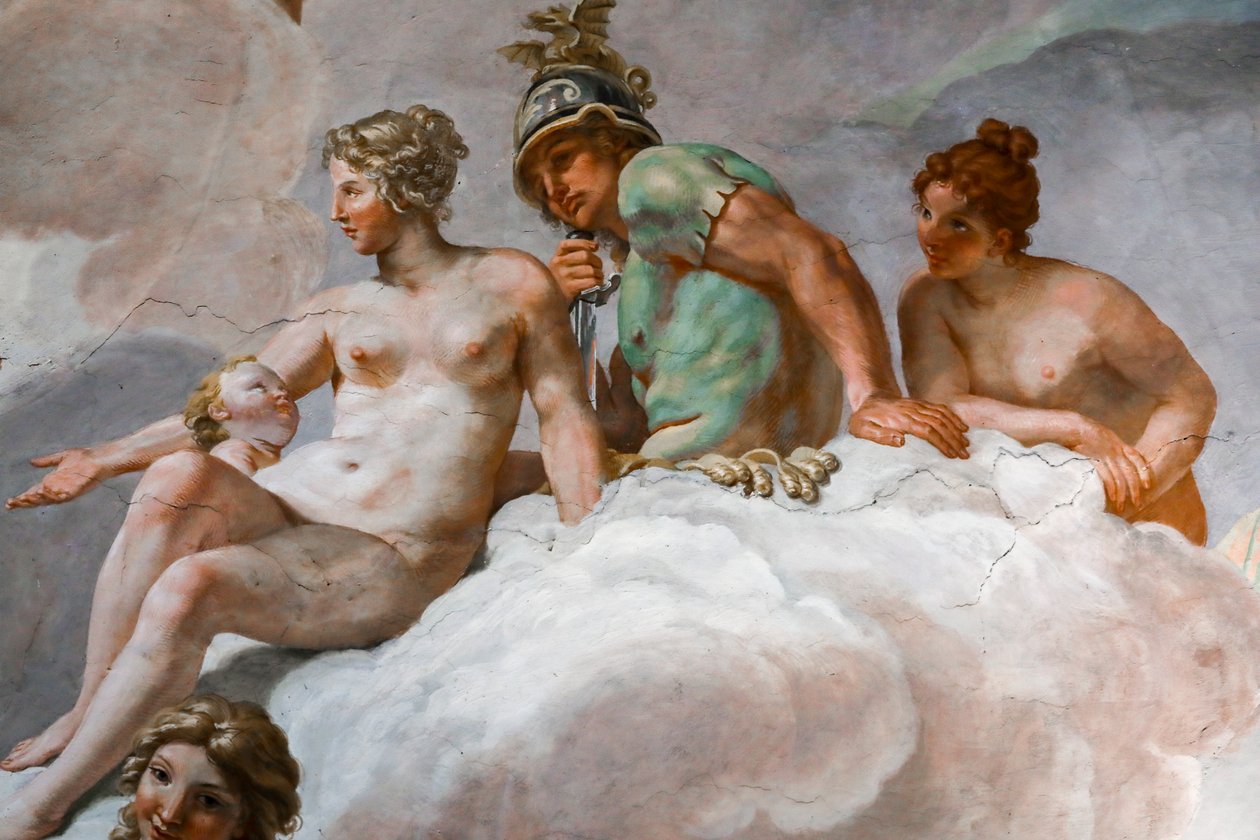 Venüs ve Mars. "Tanrıların Konseyi" 1624-1625 detayı. fresk by Giovanni Lanfranco