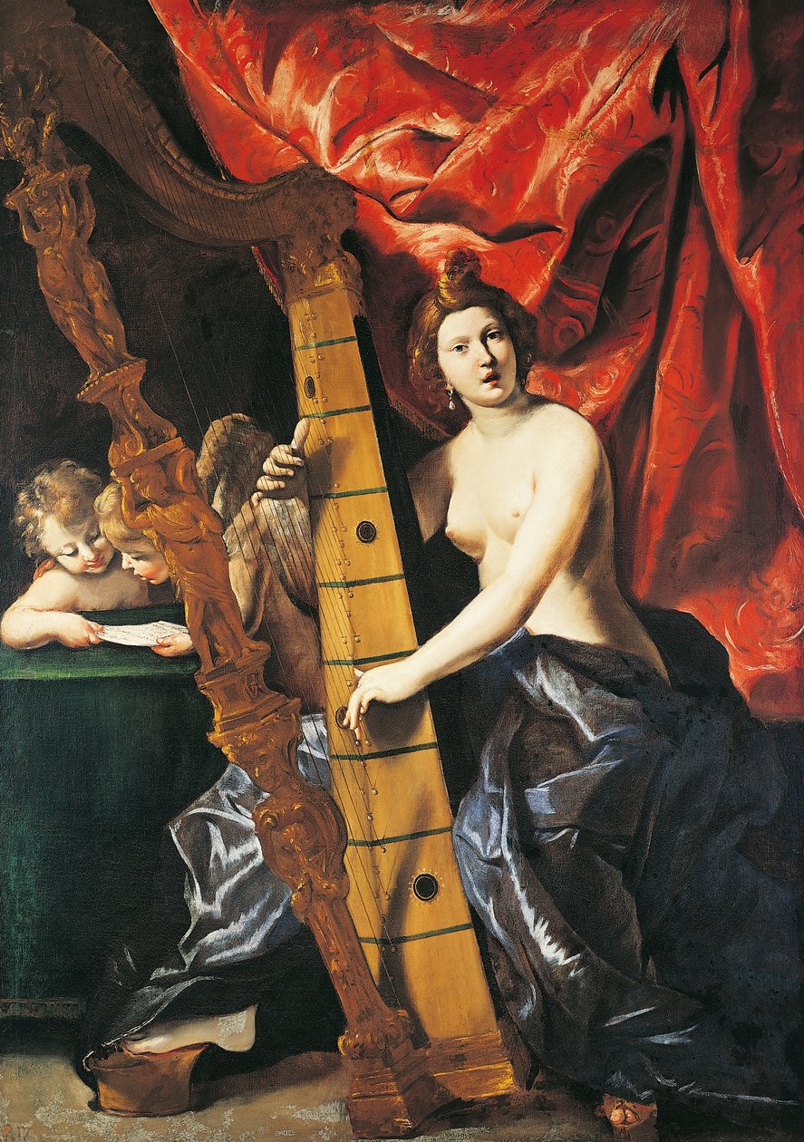 Venüs arp çalıyor, Müzik Alegorisi, Giovanni Lanfranco by Giovanni Lanfranco