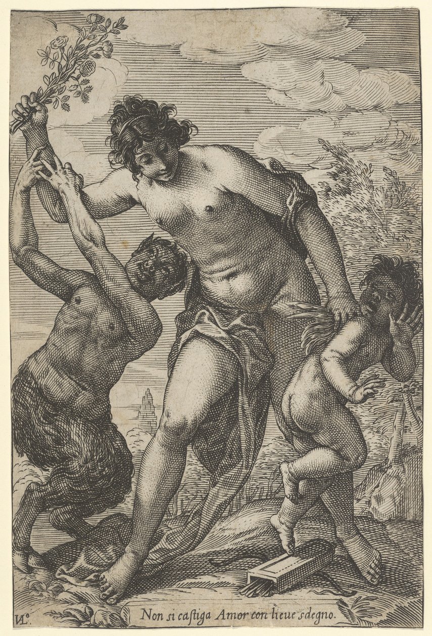 Güllü Venüs Kırbaçlayan Aşk Tanrısı, 17. yüzyılın başları, 17. yüzyılın başları. by Giovanni Luigi Valesio